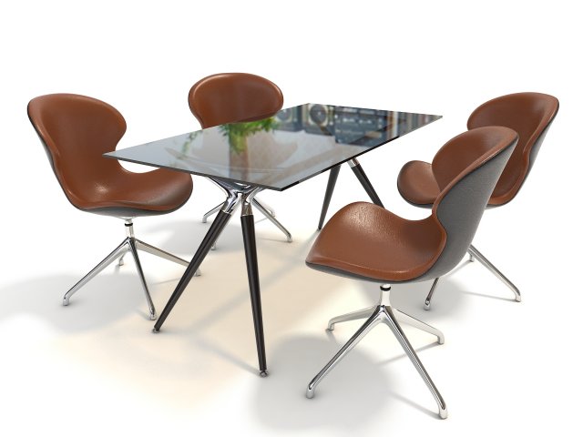modern design dining table set 3D 模型 .c4d .max .obj .3ds .fbx .stl .blend 