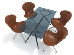 modern design dining table set 3D Model