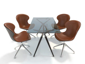 modern design dining table set 3D Model