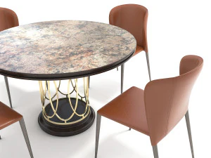 contemporary design dining table set 3D Model