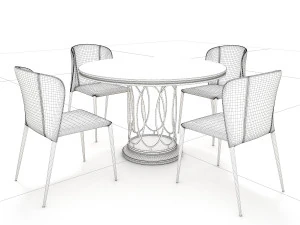 contemporary design dining table set 3D Model