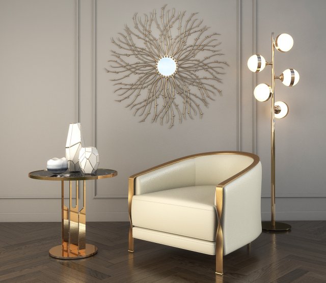 modern armchair set Model 3D .c4d .max .obj .3ds .fbx .stl .blend 