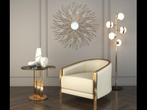 modern armchair set Modello 3D