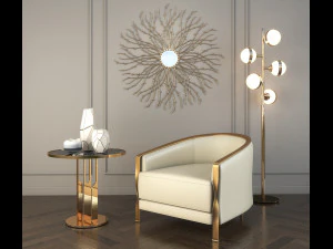 モダンなアームチェアセット 3Dモデル