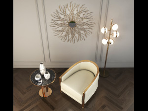 modern armchair set Model 3D