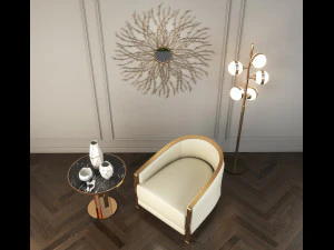 modern armchair set 3D Model