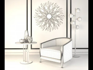 modern armchair set 3D Model