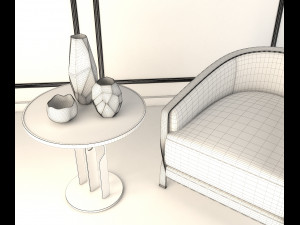 modern armchair set Model 3D