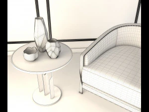 modern armchair set 3D Model