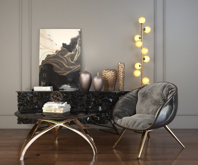 modern armchair set 2 Modello 3D .c4d .max .obj .3ds .fbx .stl .blend 