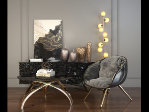 modern armchair set 2 Modello 3D