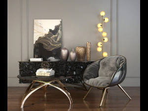 modernes Sesselset 2 3D Modell