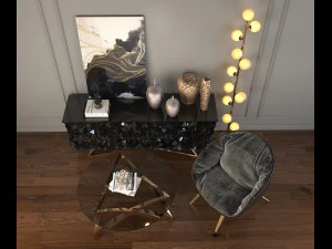 modern armchair set 2 3D Model
