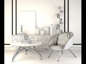 modern armchair set 2 Modello 3D