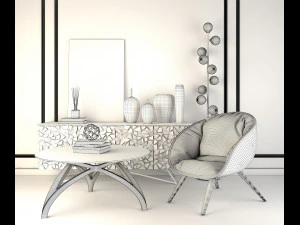 modern armchair set 2 3D Model
