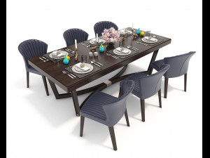 contemporary design dining table set 2 3D Model