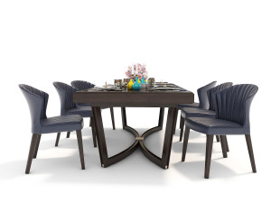 contemporary design dining table set 2 3D Модель