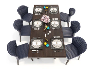 contemporary design dining table set 2 3D Model