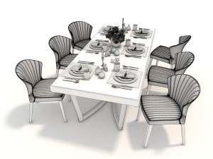 contemporary design dining table set 2 3D Модель