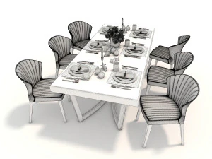 contemporary design dining table set 2 3D Model