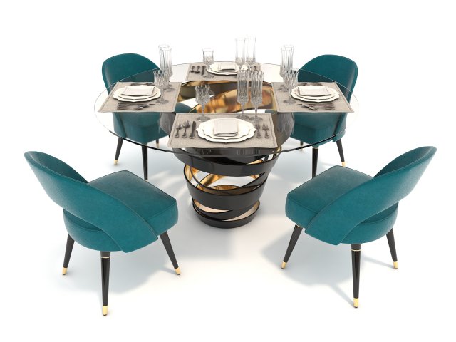 contemporary design dining table set 3 Modelo 3D .c4d .max .obj .3ds .fbx .stl .blend 