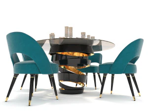 contemporary design dining table set 3 3D Model