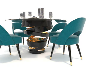 contemporary design dining table set 3 3D Model
