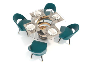 contemporary design dining table set 3 3D Model
