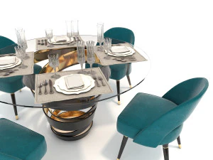 contemporary design dining table set 3 3D Model