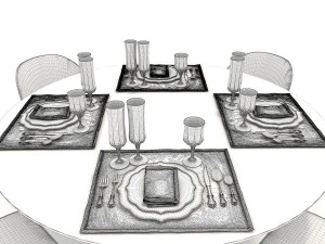 contemporary design dining table set 3 3D Model
