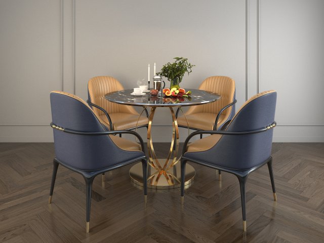 modern design dining table set 2 3D Модель .c4d .max .obj .3ds .fbx .stl .blend 