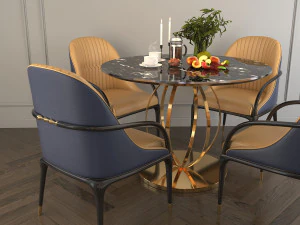 modern design dining table set 2 3D Model