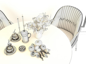 modern design dining table set 2 3D Модель