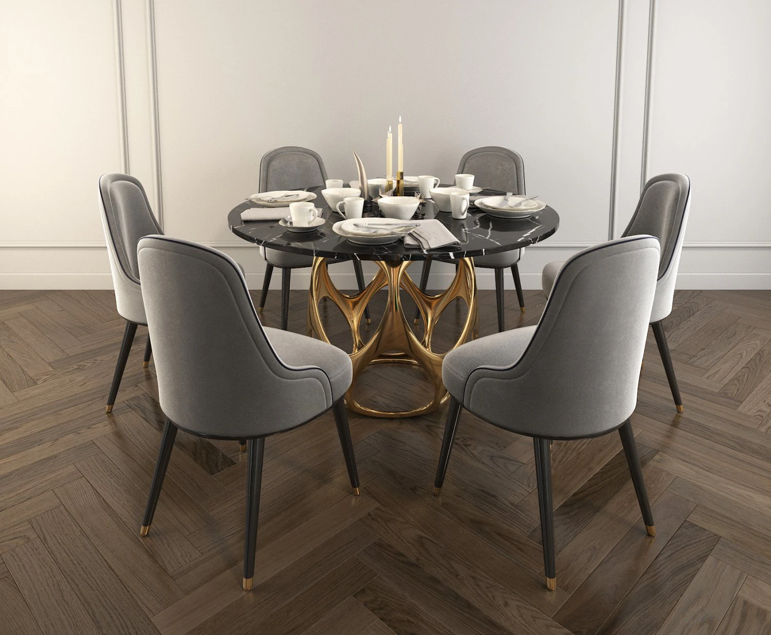 modern design dining table set 2 3D Model .c4d .max .obj .3ds .fbx .stl .blend