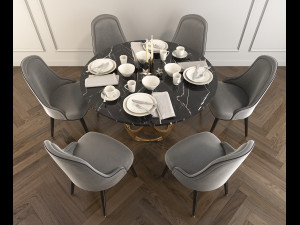 modern design dining table set 2 3D Model