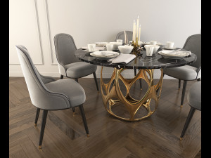 modern design dining table set 2 3D Model