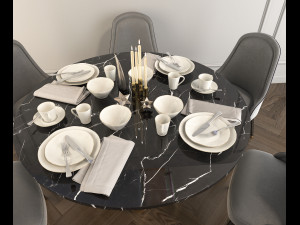 modern design dining table set 2 3D Model