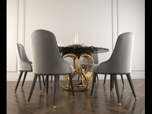 modern design dining table set 2 3D Model
