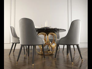 modern design dining table set 2 3D Model