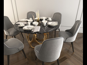 modern design dining table set 2 3D Model
