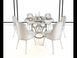 modern design dining table set 2 3D Model