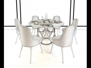 modern design dining table set 2 3D Model