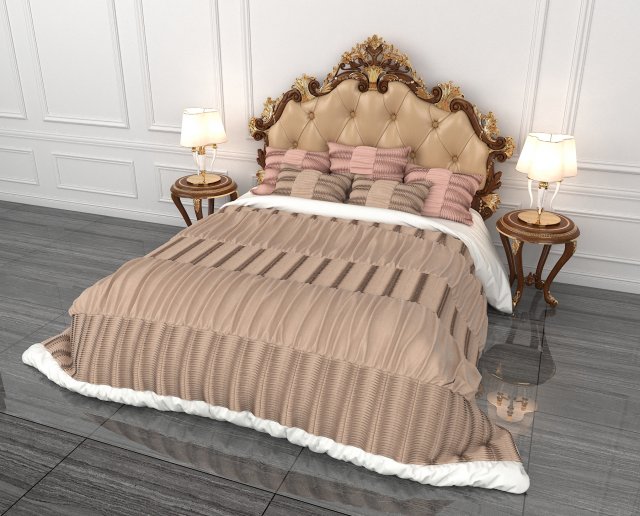 classic bed 8 3D Модель .c4d .max .obj .3ds .fbx .stl .blend