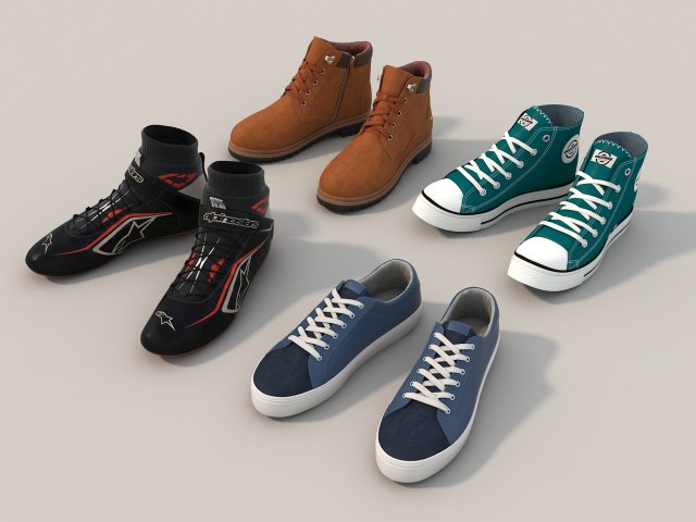 shoes collection set 3D 模型 .c4d .max .obj .3ds .fbx .stl .blend