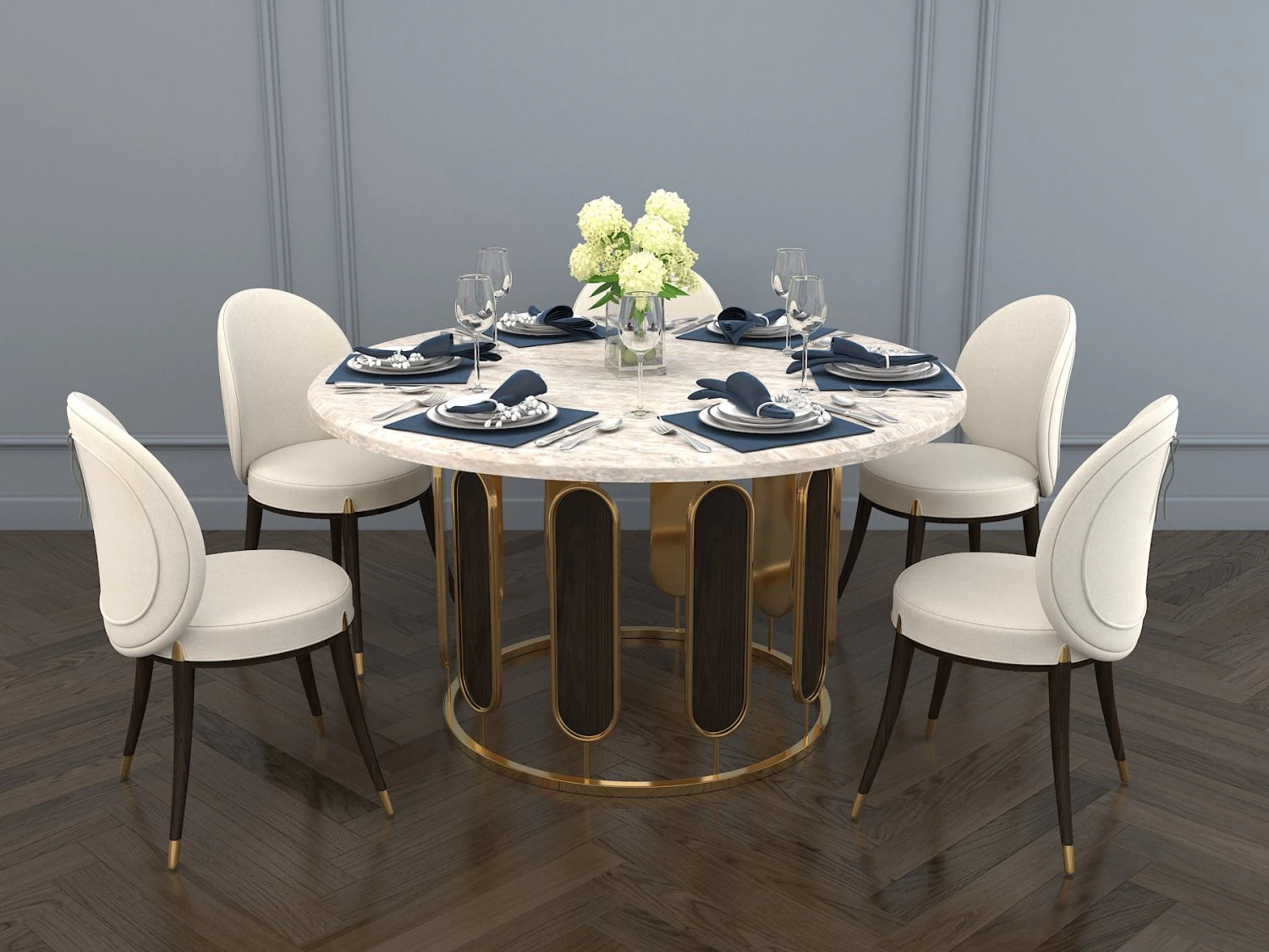 modern dining table and chair 3D Model .c4d .max .obj .3ds .fbx .stl .blend
