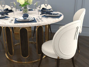 modern dining table and chair 3D Model