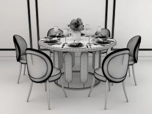 modern dining table and chair 3D Model