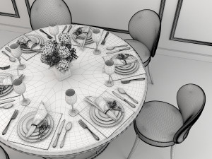 modern dining table and chair Modelo 3D