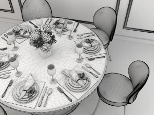 modern dining table and chair 3D Model