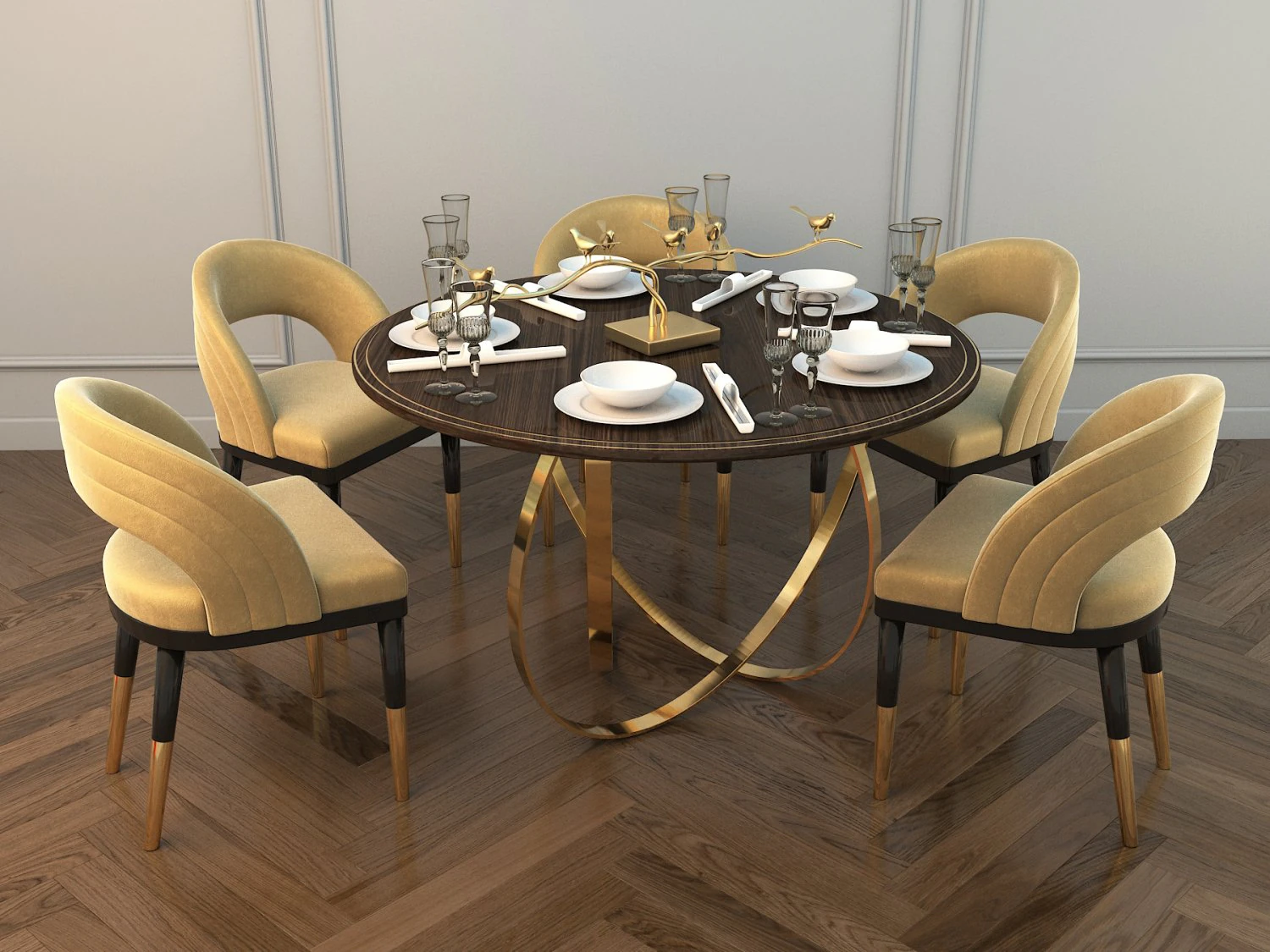 modern dining table and chair 2 3D Model .c4d .max .obj .3ds .fbx .stl .blend